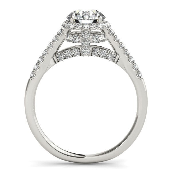 14k White Gold Round Cut Pave Set Shank Diamond Engagement Ring (1 3/8 cttw) Bids.com