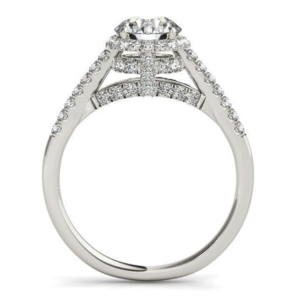 14k White Gold Round Cut Pave Set Shank Diamond Engagement Ring (1 3/8 cttw) Bids.com