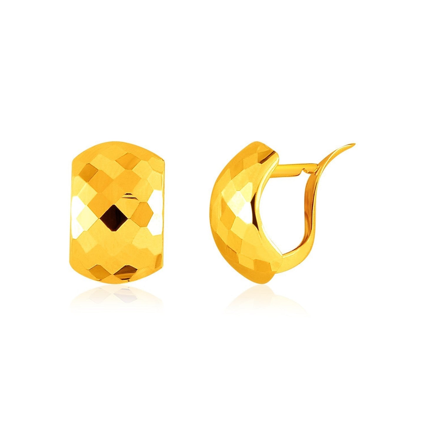 14k Yellow Gold Geometric Texture Earrings Bids.com