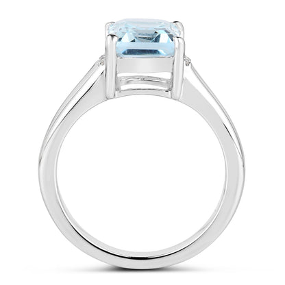 2.64 Carat Genuine Blue Topaz and White Topaz .925 Sterling Silver Ring Bids.com