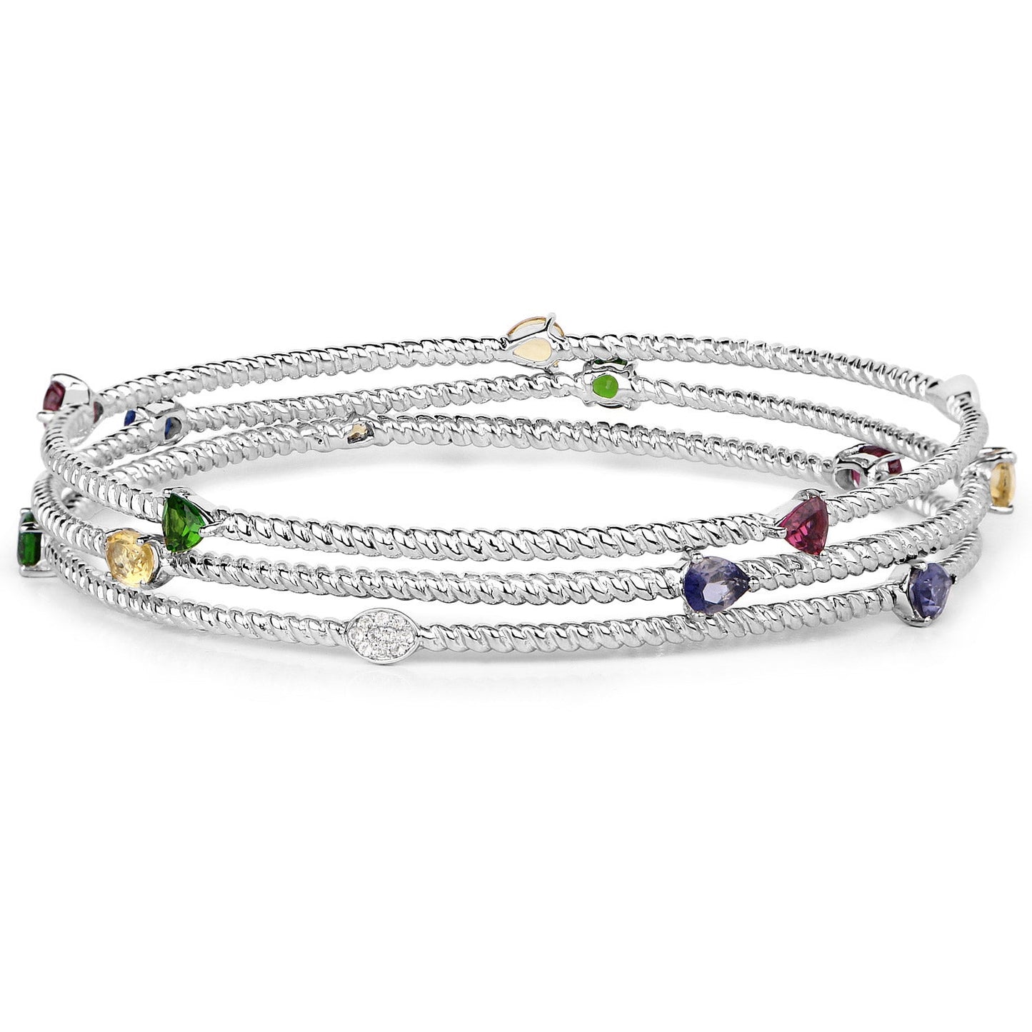 3.88 Carat Genuine Multi Stones .925 Sterling Silver Bracelet Bids.com