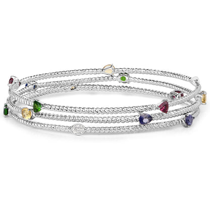 3.88 Carat Genuine Multi Stones .925 Sterling Silver Bracelet Bids.com