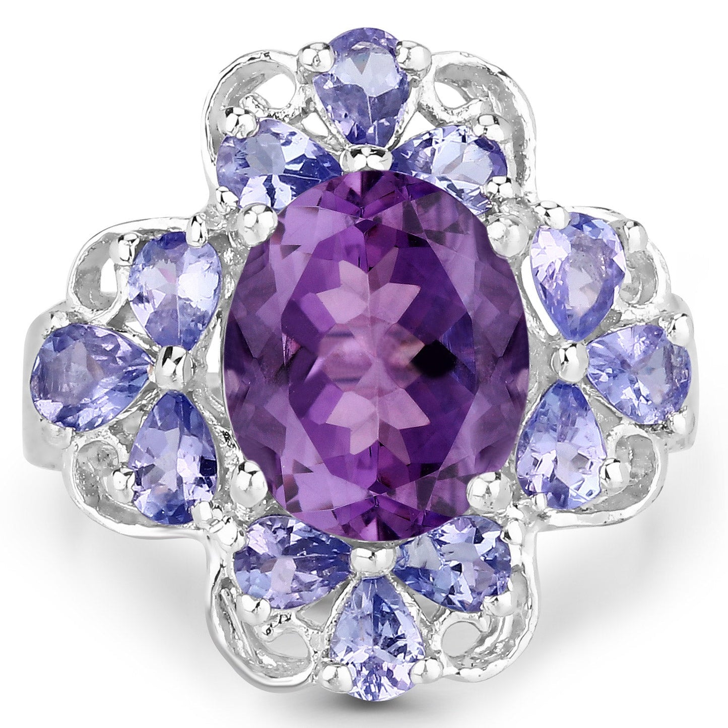 4.88 Carat Genuine Amethyst and Tanzanite .925 Sterling Silver Ring Bids.com