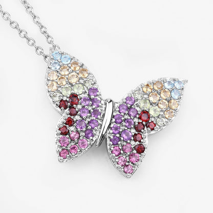1.62 Carat Genuine Multi Stones .925 Sterling Silver Pendant Bids.com