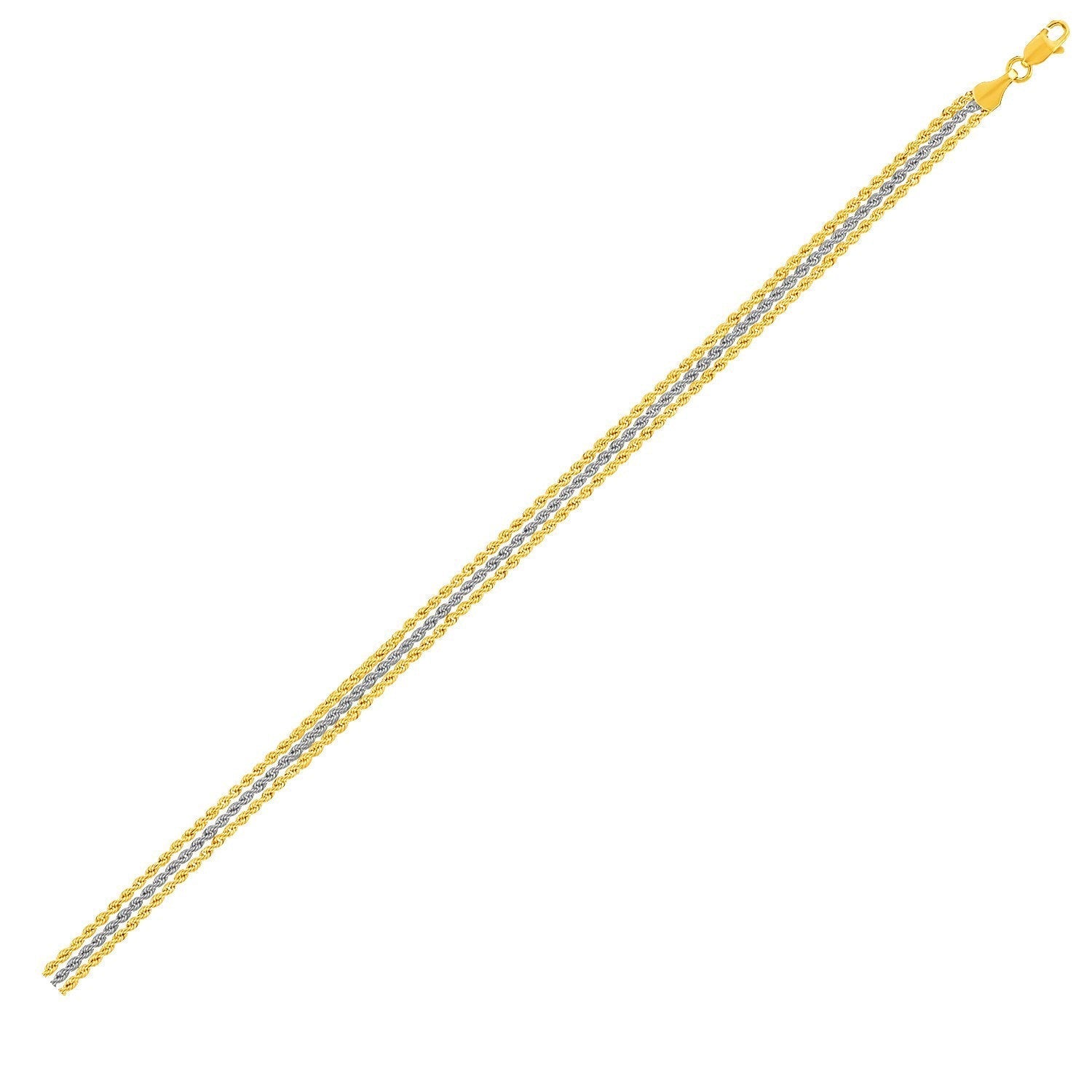 Triple Strand Rope Chain Bracelet in 10k Two Tone Gold Bids.com