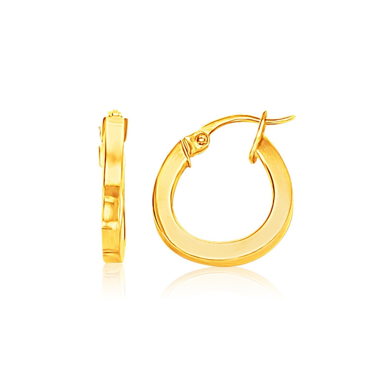 14k Yellow Gold Flat Side Small Hoop Earrings Bids.com