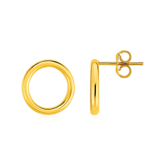 Open Circle Post Earrings in 14k Yellow Gold Bids.com