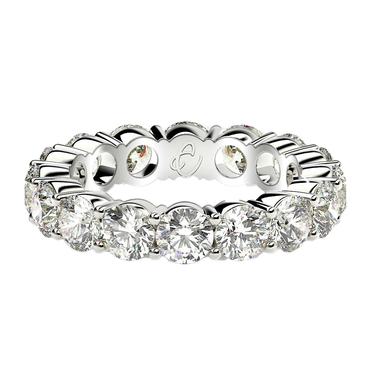 Round Cut Lab Grown Diamond Eternity Ring in 14k White Gold (4 cttw FG/VS2) Bids.com