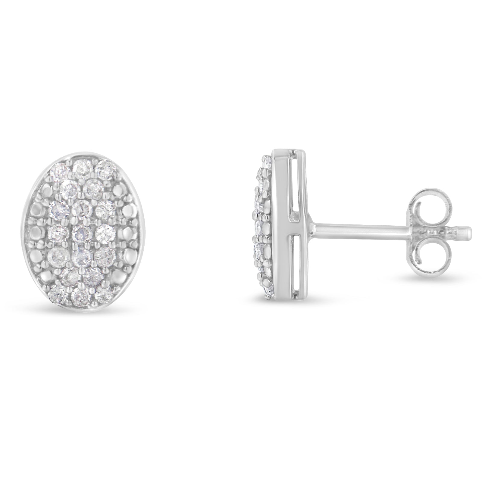 Sterling Silver Round Diamond Oval Cluster Earrings (1/2 cttw, I-J Color, I2-I3 Clarity) Bids.com