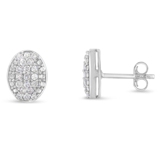 Sterling Silver Round Diamond Oval Cluster Earrings (1/2 cttw, I-J Color, I2-I3 Clarity) Bids.com