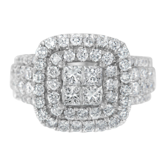 14KT White Gold Round and Princess Diamond Ring (2 1/4 cttw, H-I Color, SI1-SI2 Clarity) Bids.com