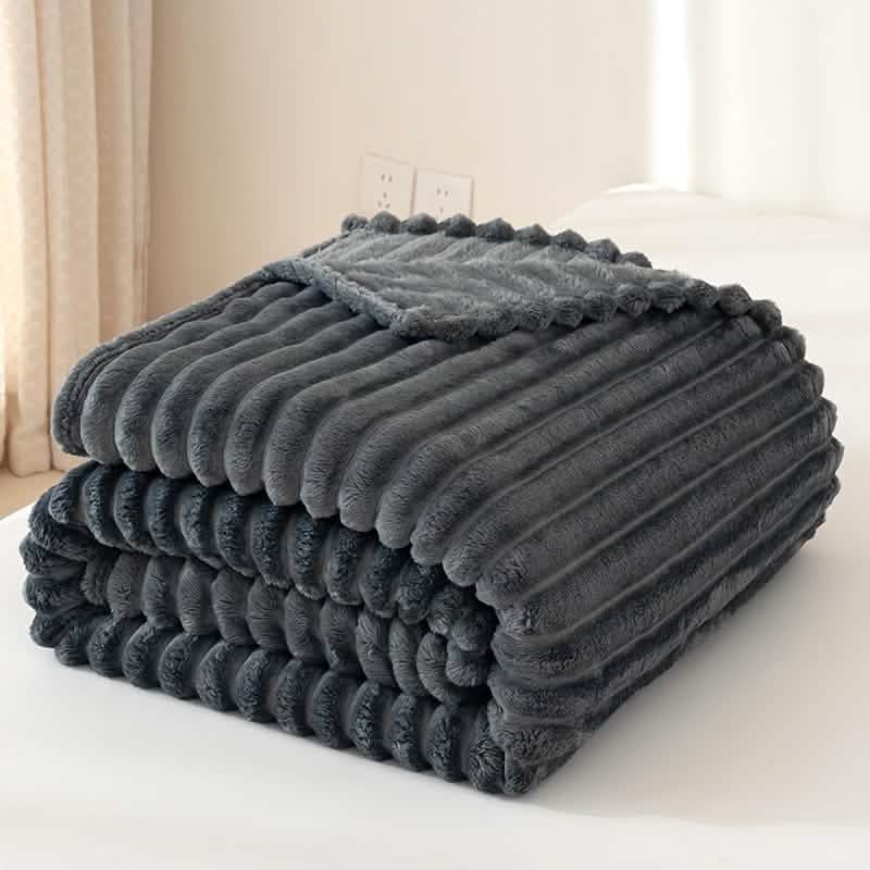 Ultra-Soft Double-Sided Fleece Blanket – Gray (All-Season) DailySale