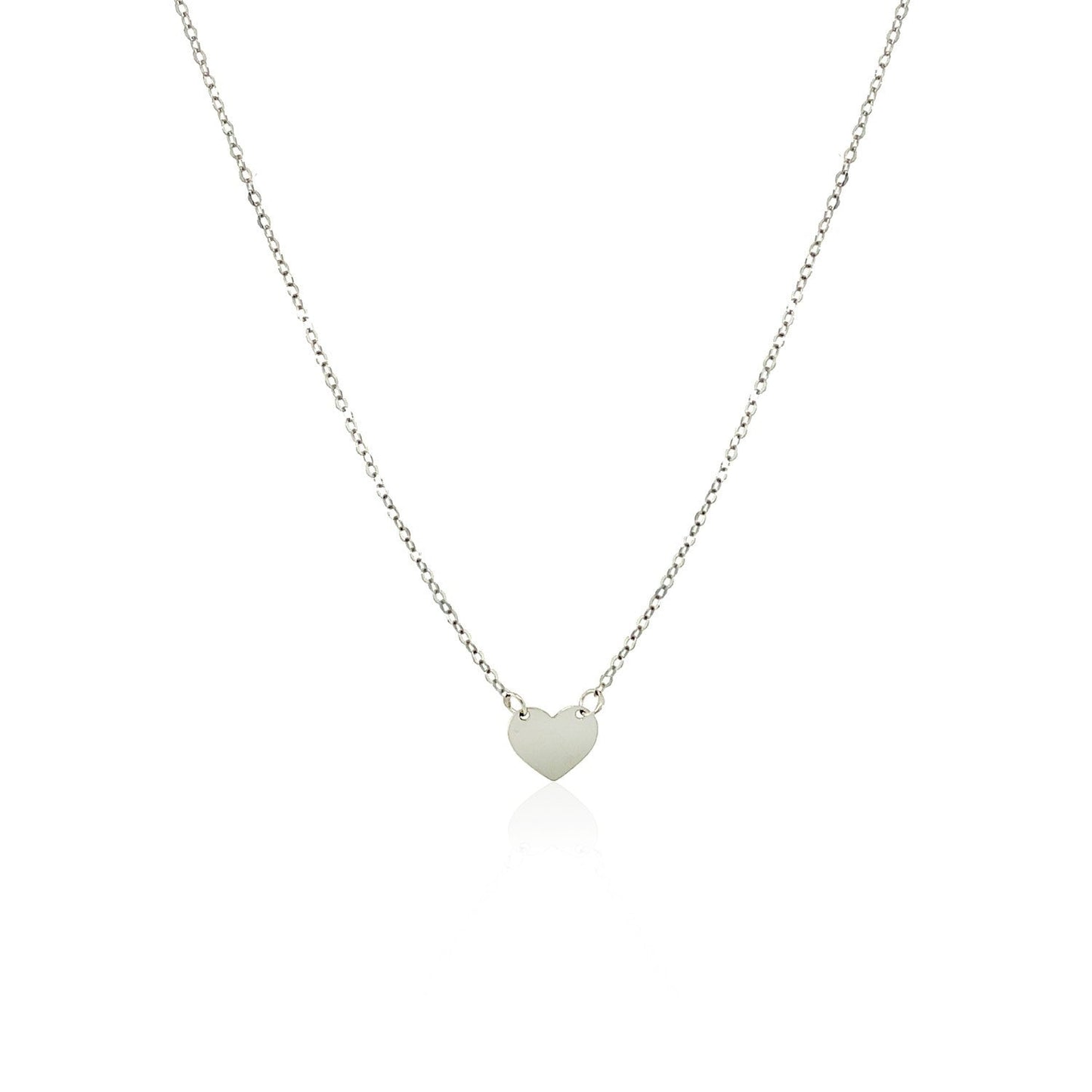 14k White Gold Polished Mini Heart Necklace Bids.com