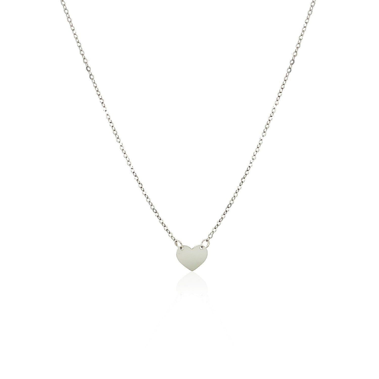 14k White Gold Polished Mini Heart Necklace Bids.com