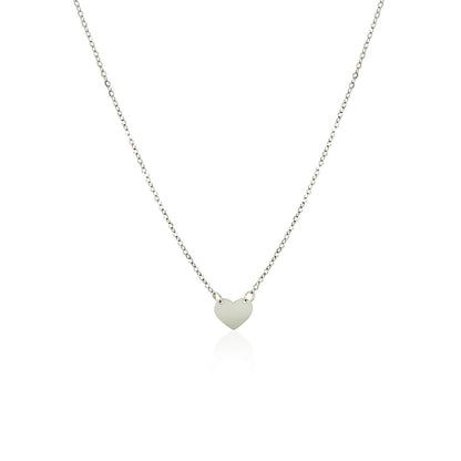 14k White Gold Polished Mini Heart Necklace Bids.com