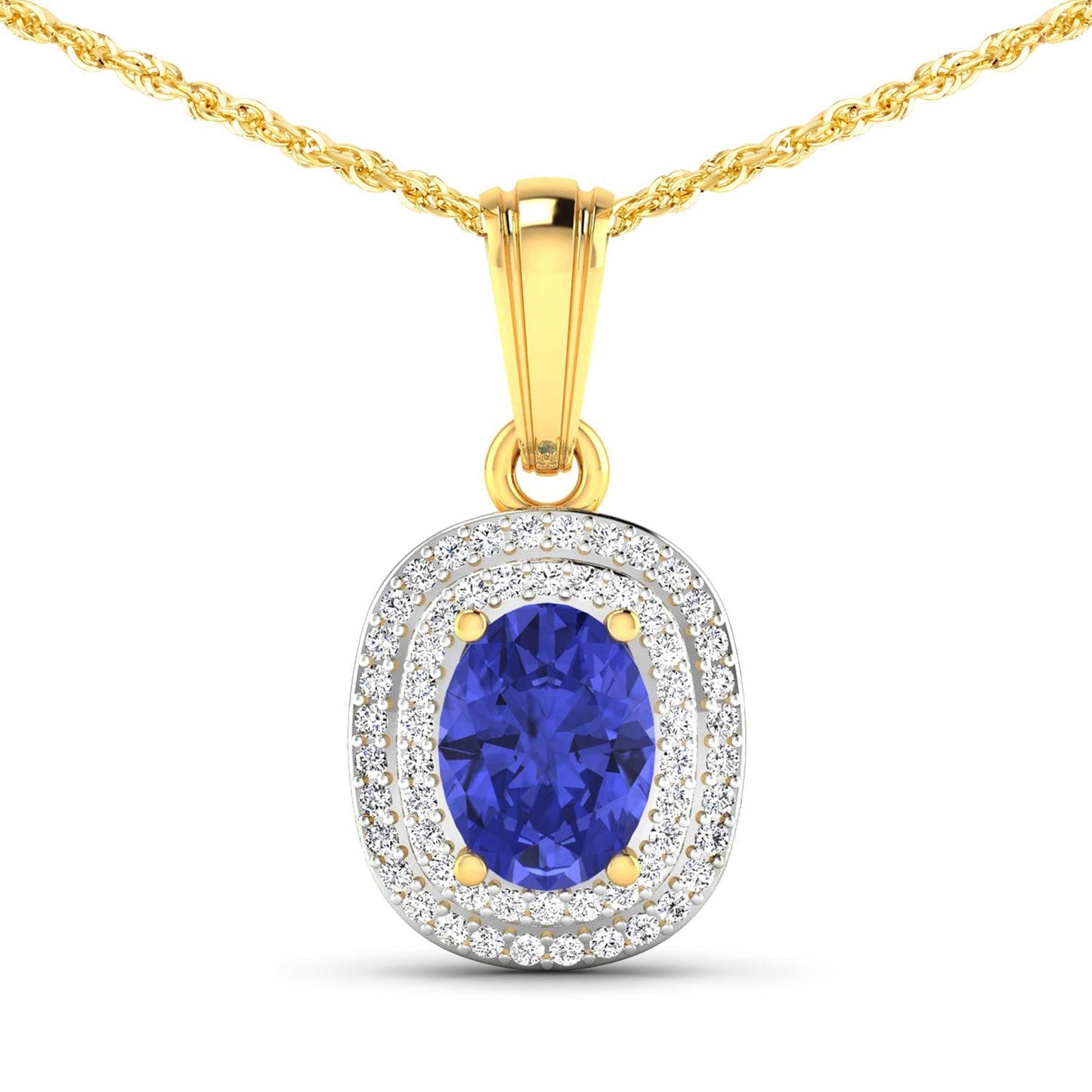 1.45 Carat Genuine Tanzanite and White Diamond 14K Yellow Gold Pendant Bids.com
