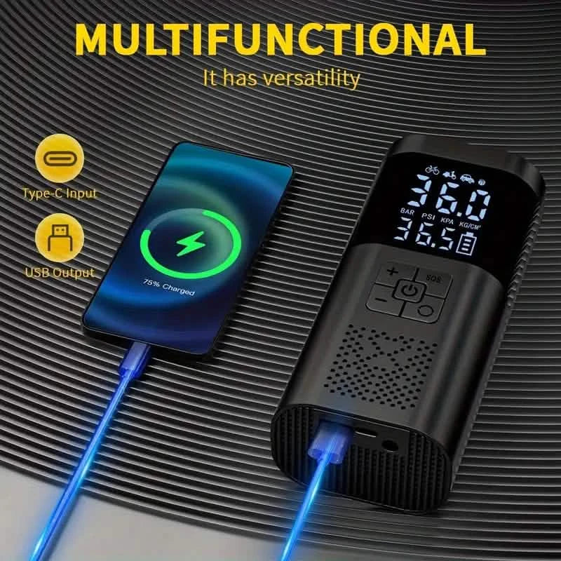 Portable Electric Tire Inflator – 150PSI Air Compressor with Digital Gauge & LED Light DailySale