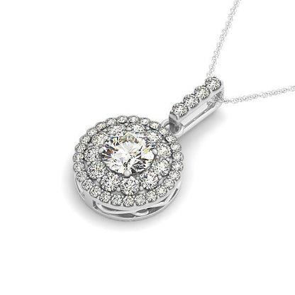 14k White Gold Diamond Halo Round Shape Pendant (1 1/4 cttw) Bids.com