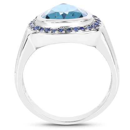 5.42 Carat Genuine Blue Topaz and Blue Sapphire .925 Sterling Silver Ring Bids.com