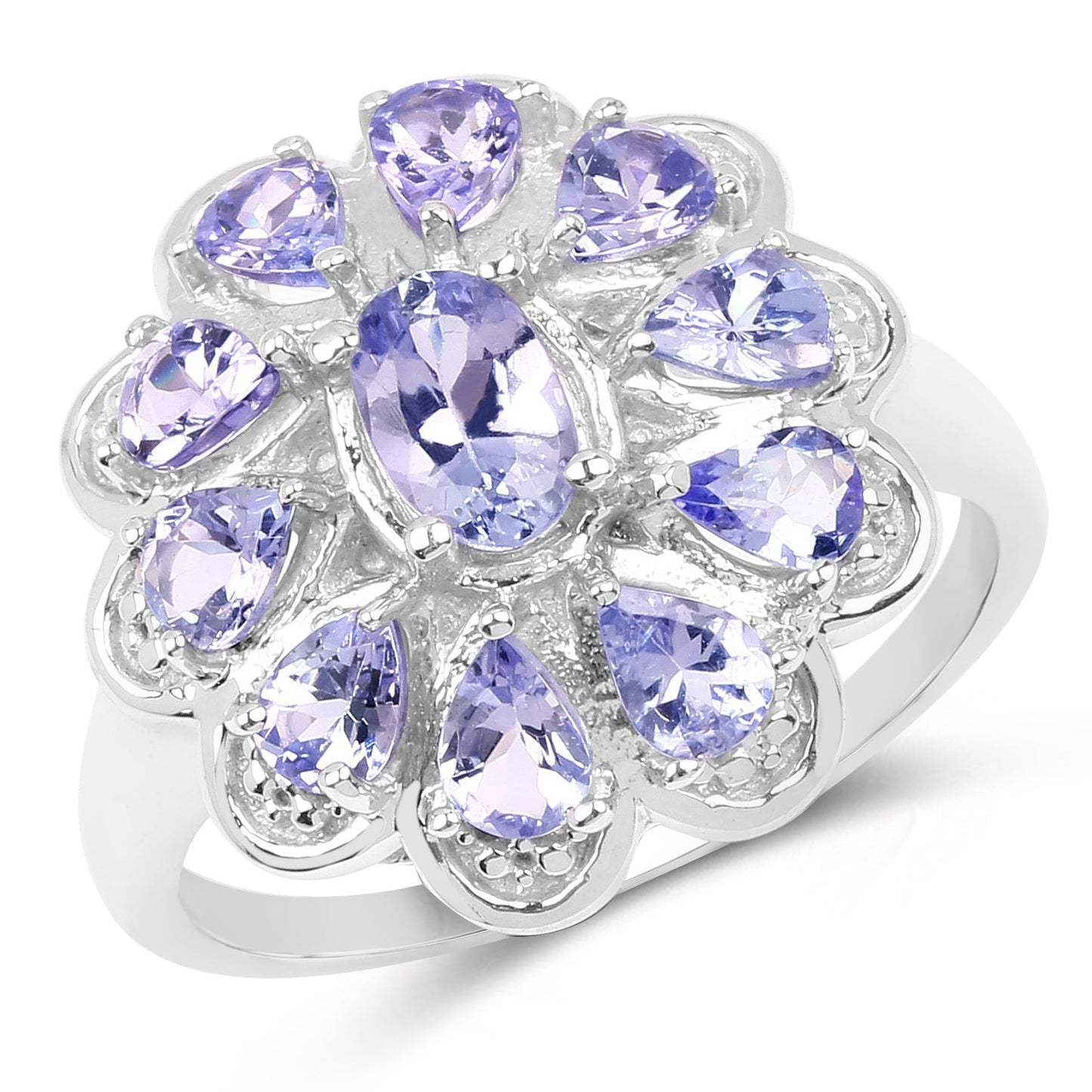 1.84 Carat Genuine Tanzanite .925 Sterling Silver Ring Bids.com