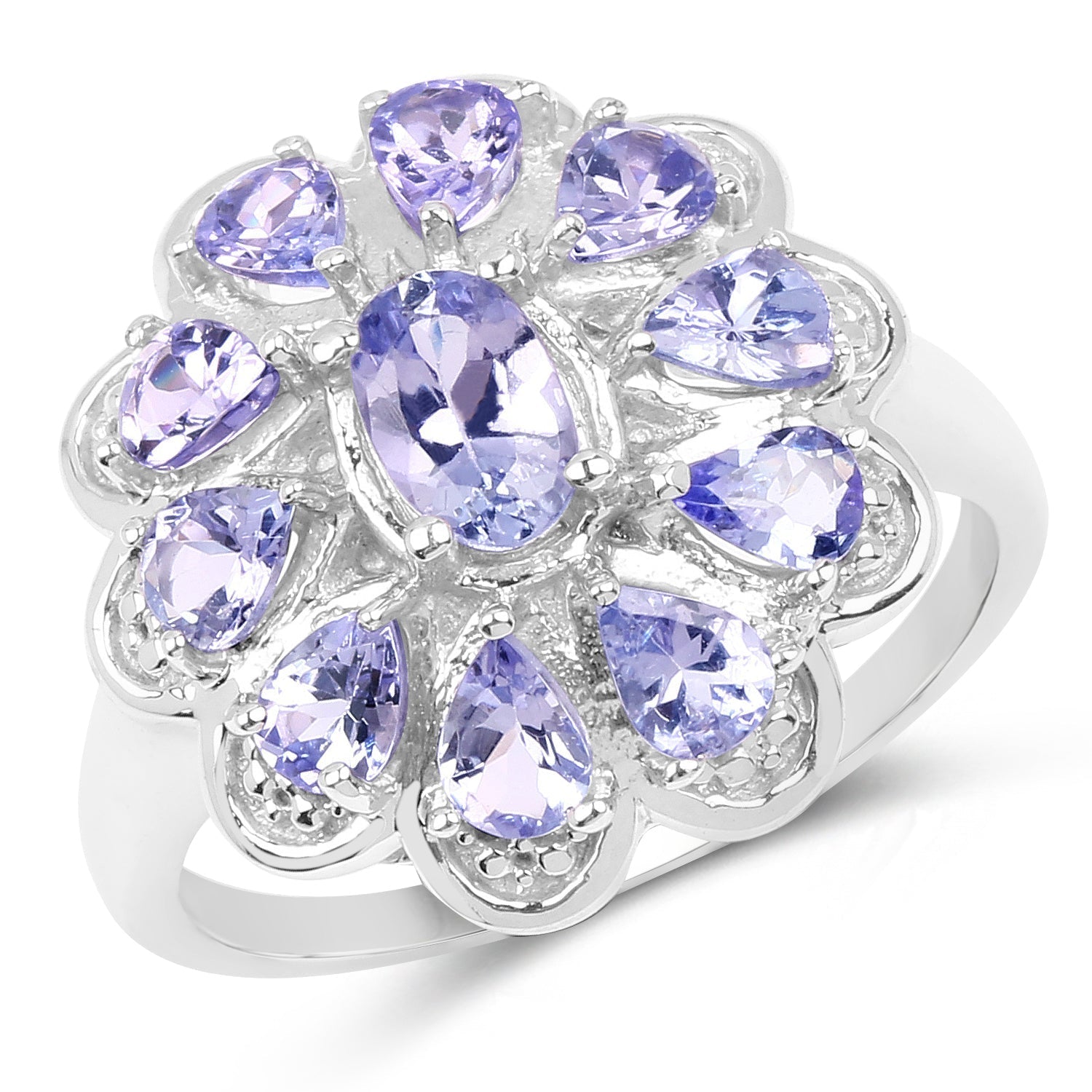 1.84 Carat Genuine Tanzanite .925 Sterling Silver Ring Bids.com