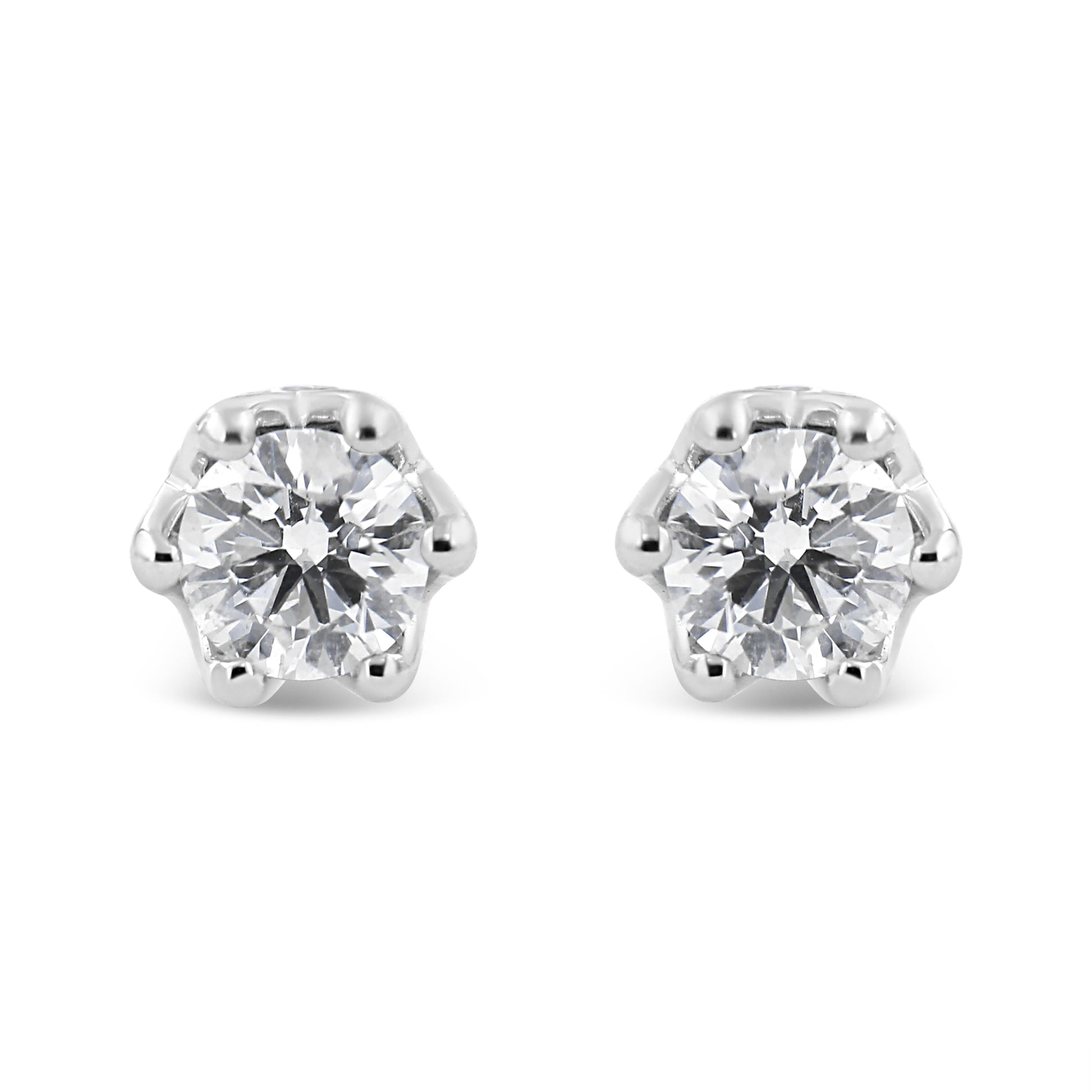 14K White Gold 1/2 Cttw Round Diamond Crown Stud Earring (I-J Color, I1-I2 Clarity) Bids.com