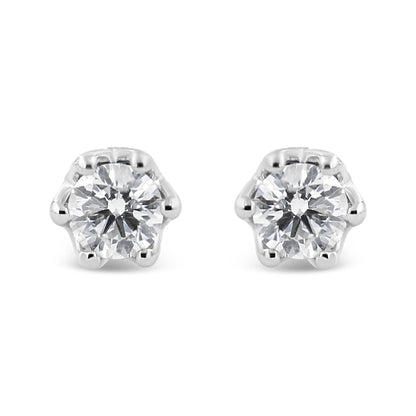 14K White Gold 1/2 Cttw Round Diamond Crown Stud Earring (I-J Color, I1-I2 Clarity) Bids.com