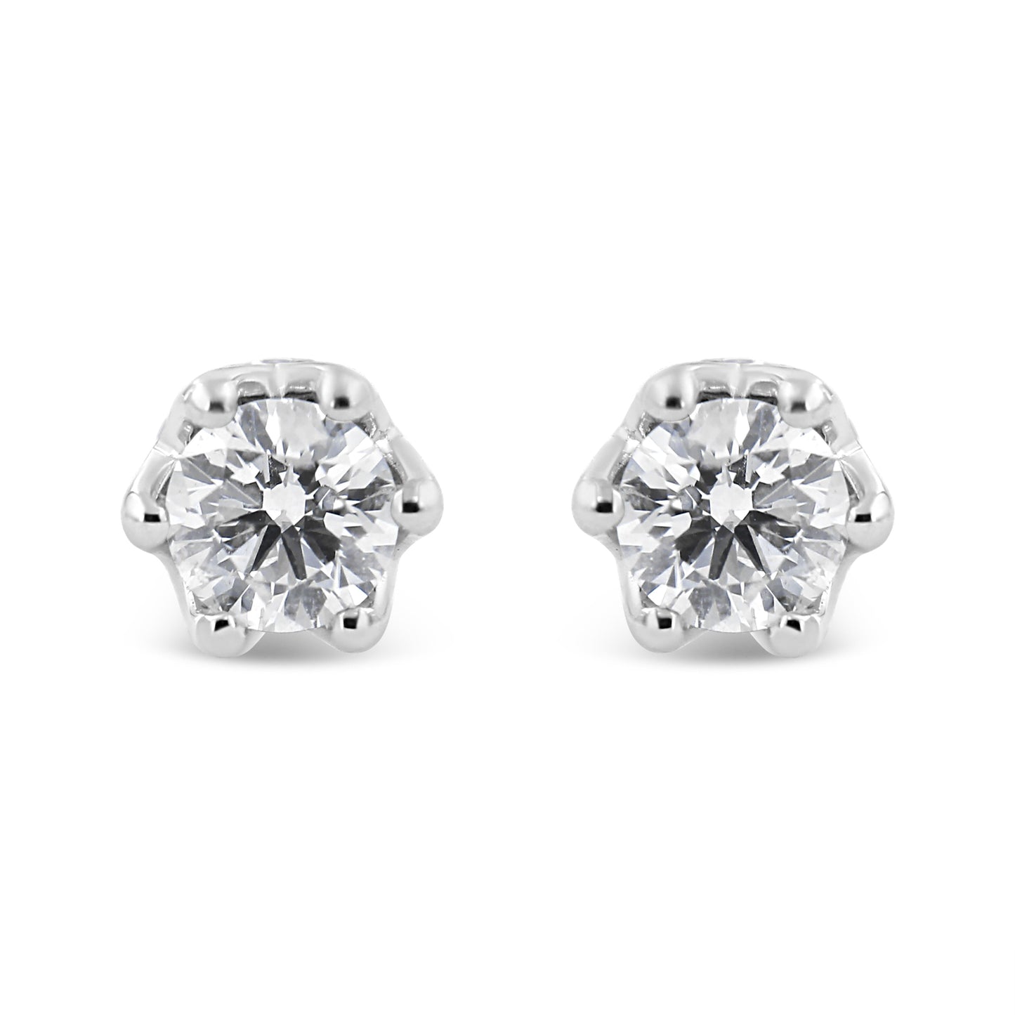 14K White Gold 1/2 Cttw Round Diamond Crown Stud Earring (I-J Color, I1-I2 Clarity) Bids.com