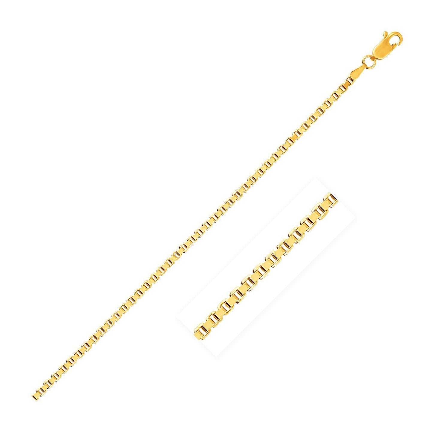 2.5mm 14k Yellow Gold Semi Solid Box Chain Bids.com