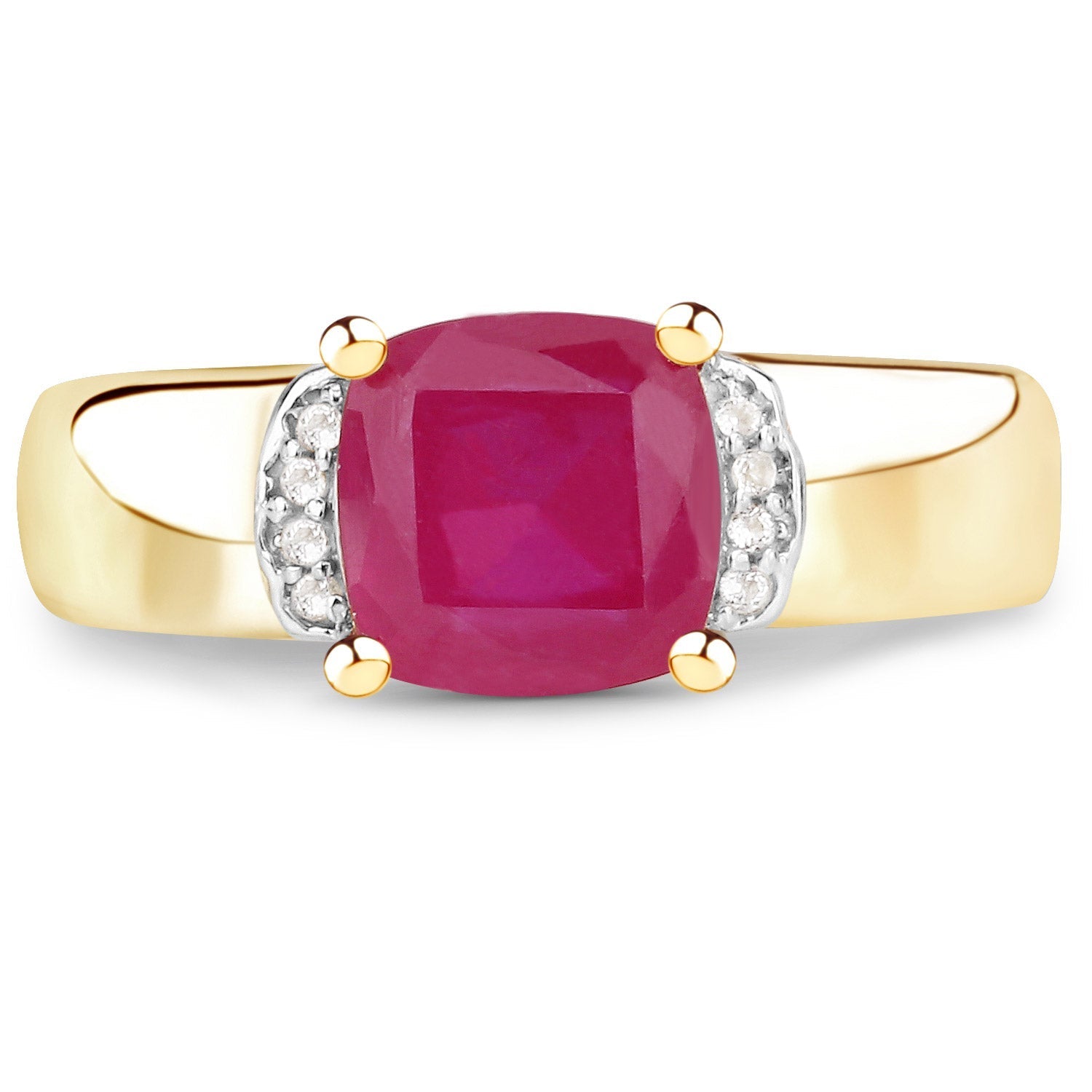 3.44 Carat Glass Filled Ruby and White Topaz .925 Sterling Silver Ring Bids.com