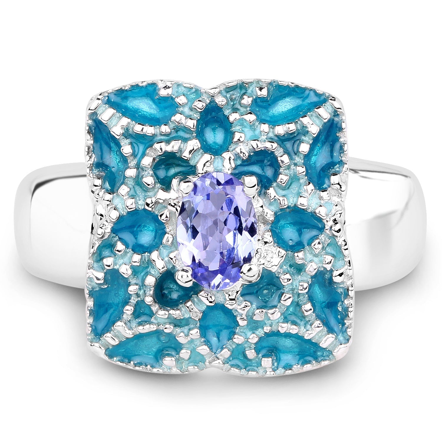 0.44 Carat Genuine Tanzanite .925 Sterling Silver Ring Bids.com