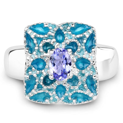 0.44 Carat Genuine Tanzanite .925 Sterling Silver Ring Bids.com