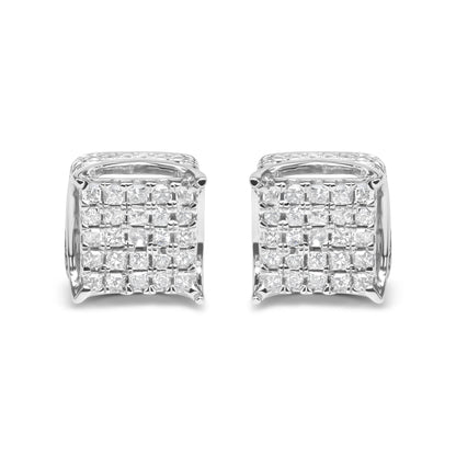 10K White Gold 1/2 Cttw Princess Cut Diamond Square Shaped Multi Stone Stud Earrings (H-I Color, SI1-SI2 Clarity) Bids.com