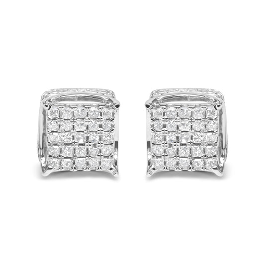 10K White Gold 1/2 Cttw Princess Cut Diamond Square Shaped Multi Stone Stud Earrings (H-I Color, SI1-SI2 Clarity) Bids.com