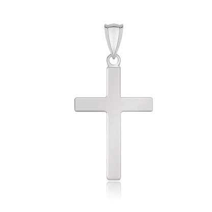 14k White Gold Flat Design Cross Pendant Bids.com