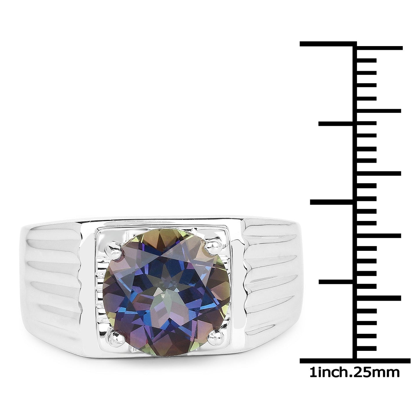 4.75 Carat Genuine Mystic Topaz .925 Sterling Silver Ring Bids.com