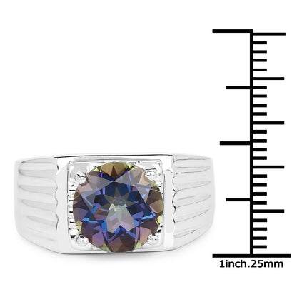 4.75 Carat Genuine Mystic Topaz .925 Sterling Silver Ring Bids.com