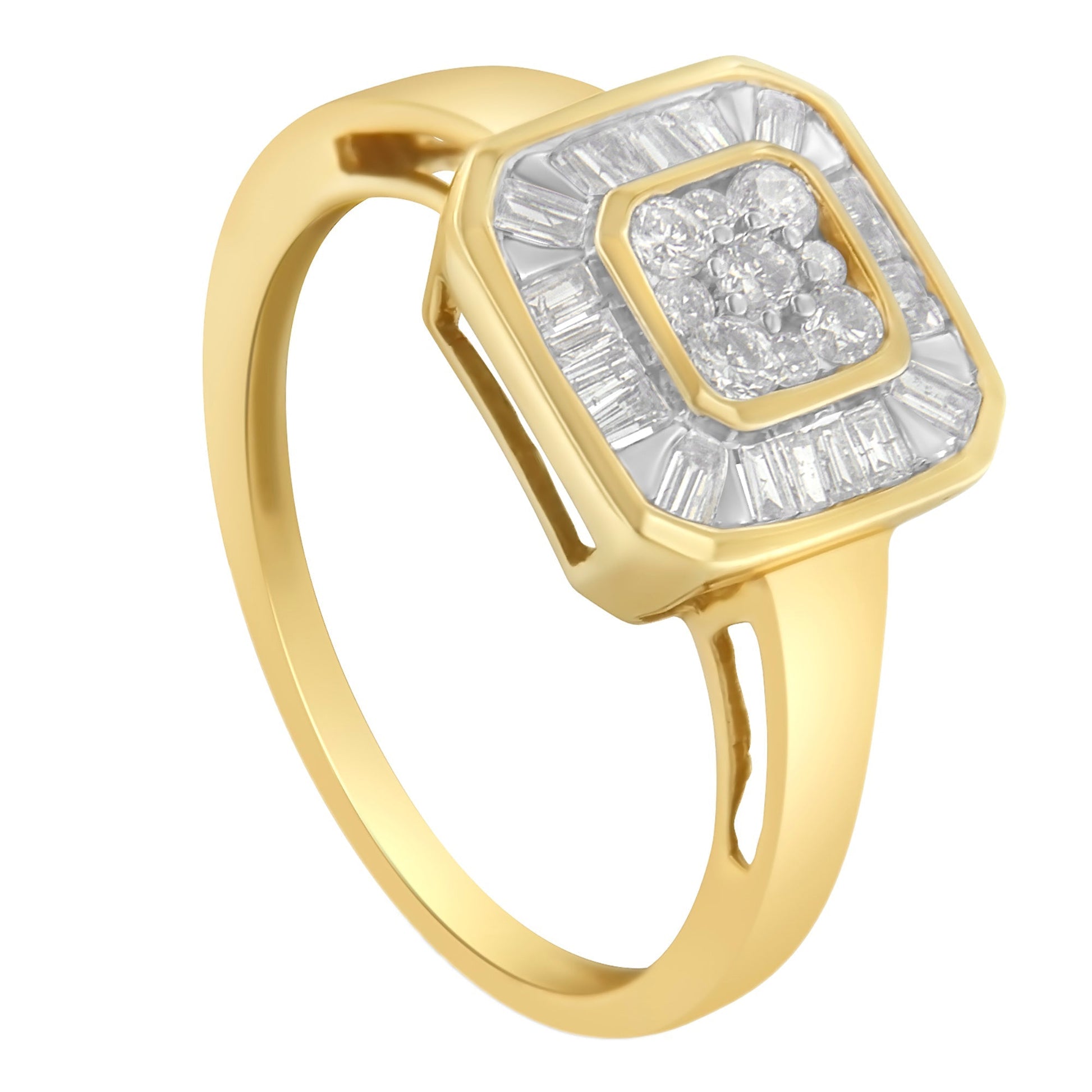 10K Yellow Gold Diamond Cocktail Ring (1/2 Cttw, I-J Color, SI2-I1 Clarity) - Size 6 Bids.com