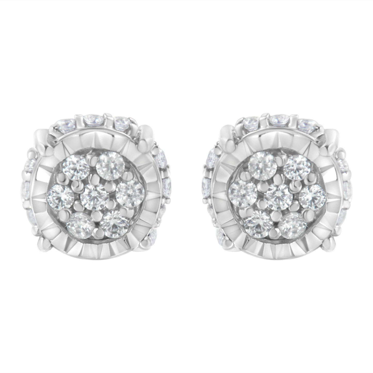 .925 Sterling Silver 1/3 cttw Round-cut Diamond Floral Stud Earring (I-J Clarity, I3 Color) Bids.com
