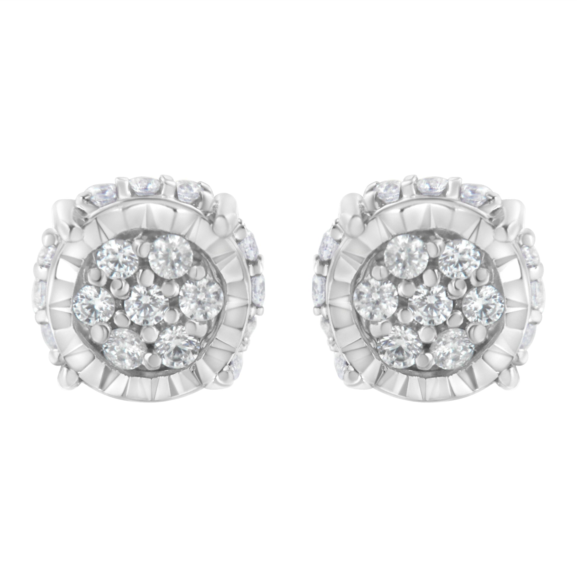 .925 Sterling Silver 1/3 cttw Round-cut Diamond Floral Stud Earring (I-J Clarity, I3 Color) Bids.com