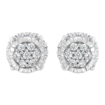 .925 Sterling Silver 1/3 cttw Round-cut Diamond Floral Stud Earring (I-J Clarity, I3 Color) Bids.com