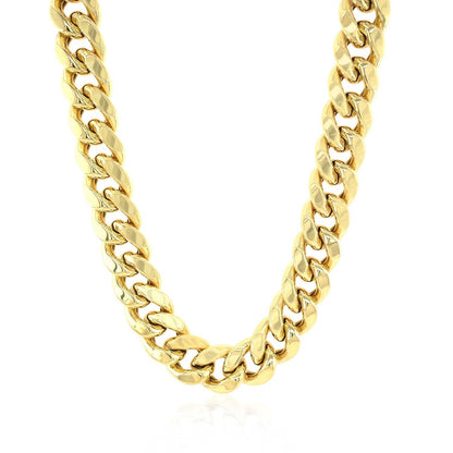 10.5mm 14k Yellow Gold Semi Solid Miami Cuban Chain Bids.com