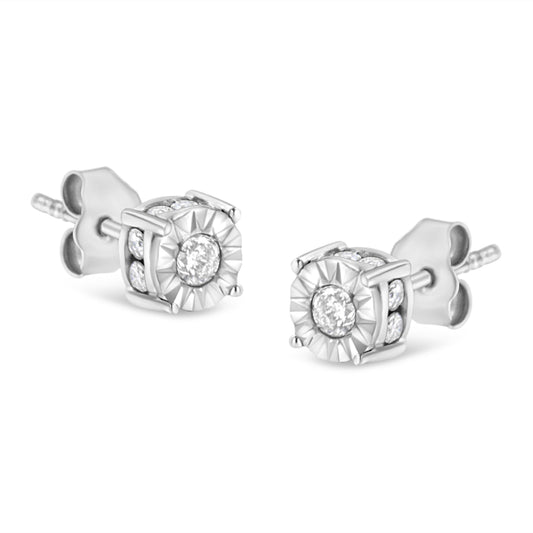1/2 Cttw Miracle Set Diamond Stud Earring (J-K Color, I2-I3 Clarity) - Choice of Metal Type (Sterling Silver) Bids.com