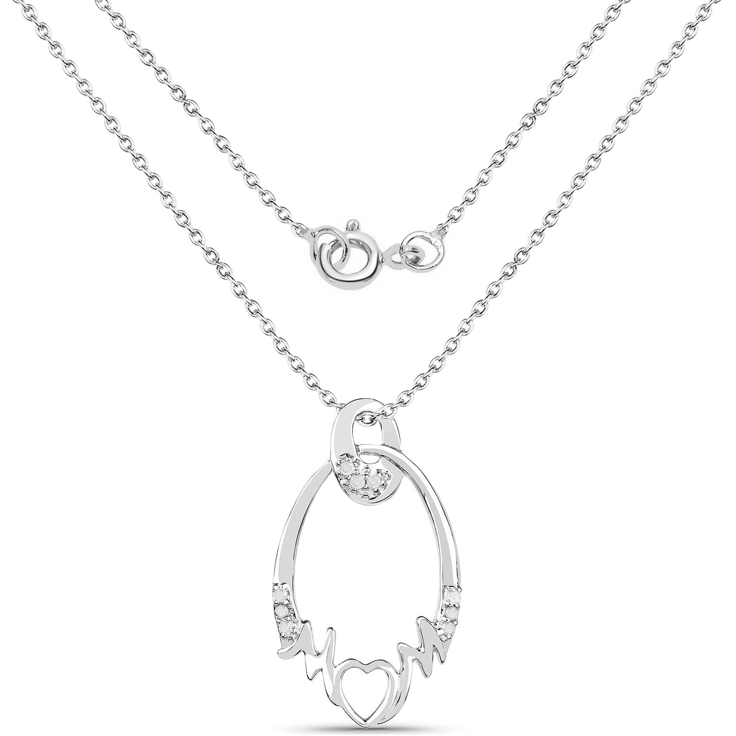 0.14 Carat Genuine White Diamond .925 Sterling Silver Pendant Bids.com