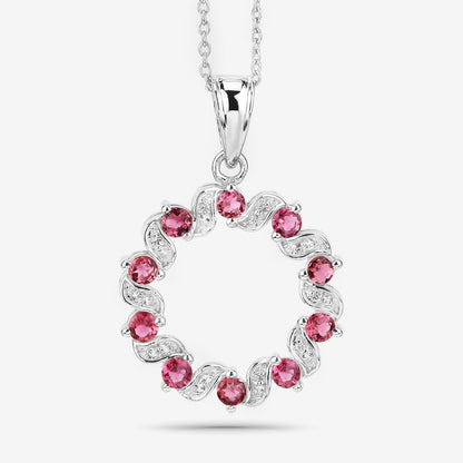 1.30 Carat Genuine Pink Tourmaline and White Topaz .925 Sterling Silver Pendant Bids.com