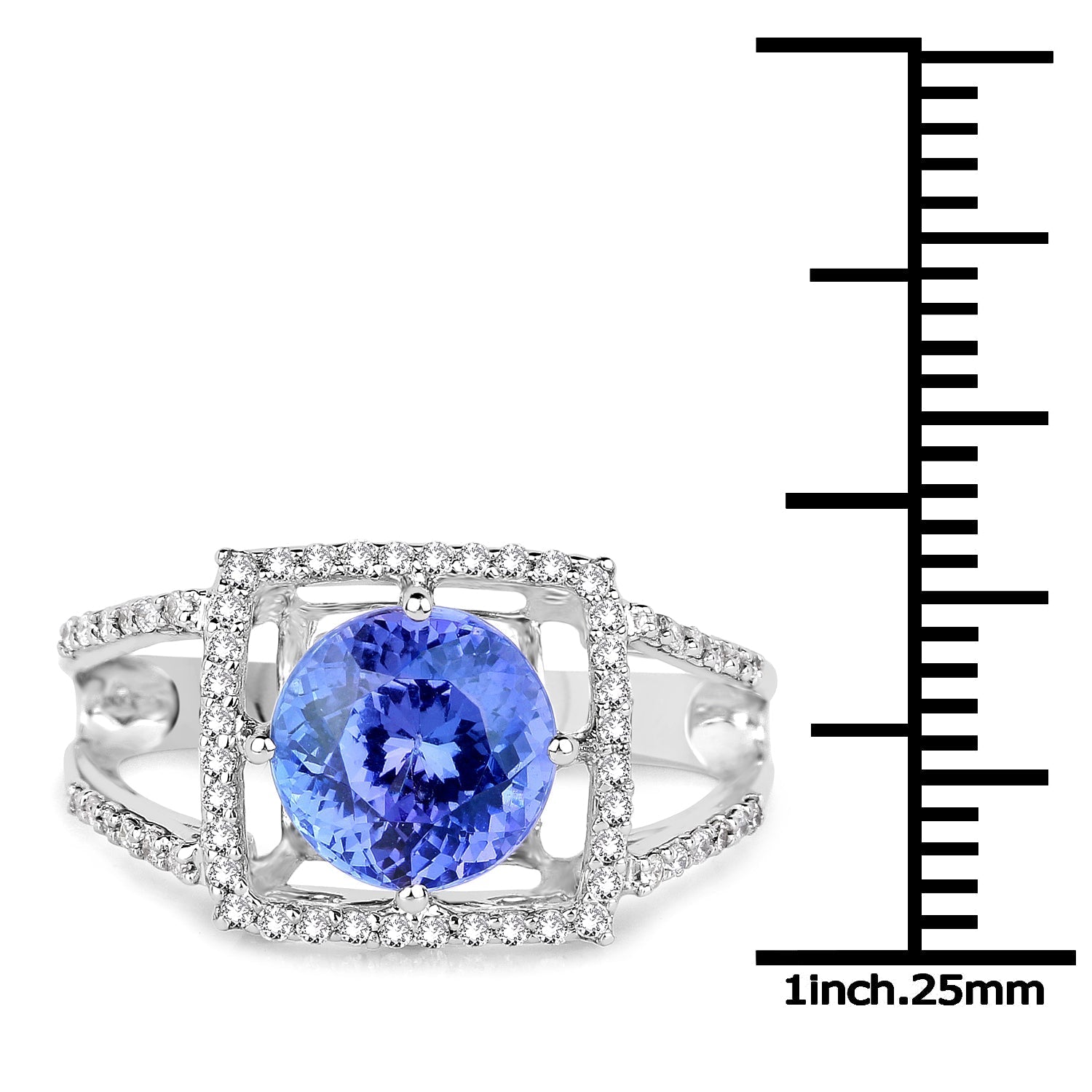 14K White Gold 3.26 Carat Genuine Tanzanite and White Diamond Ring Bids.com