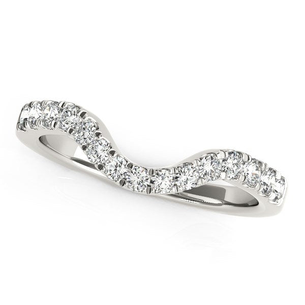 14k White Gold Curved Style Wedding Ring with Diamonds (1/3 cttw) Bids.com