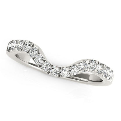 14k White Gold Curved Style Wedding Ring with Diamonds (1/3 cttw) Bids.com