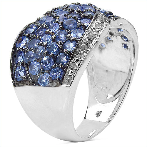 2.50 Carat Genuine Tanzanite & White Topaz .925 Sterling Silver Ring Bids.com