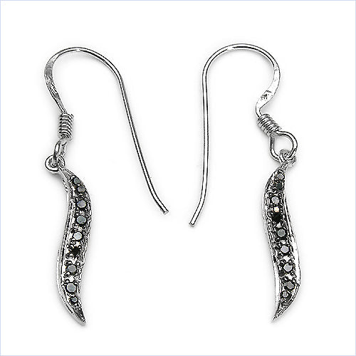 0.16 Carat Genuine Black Diamond .925 Sterling Silver Earrings Bids.com